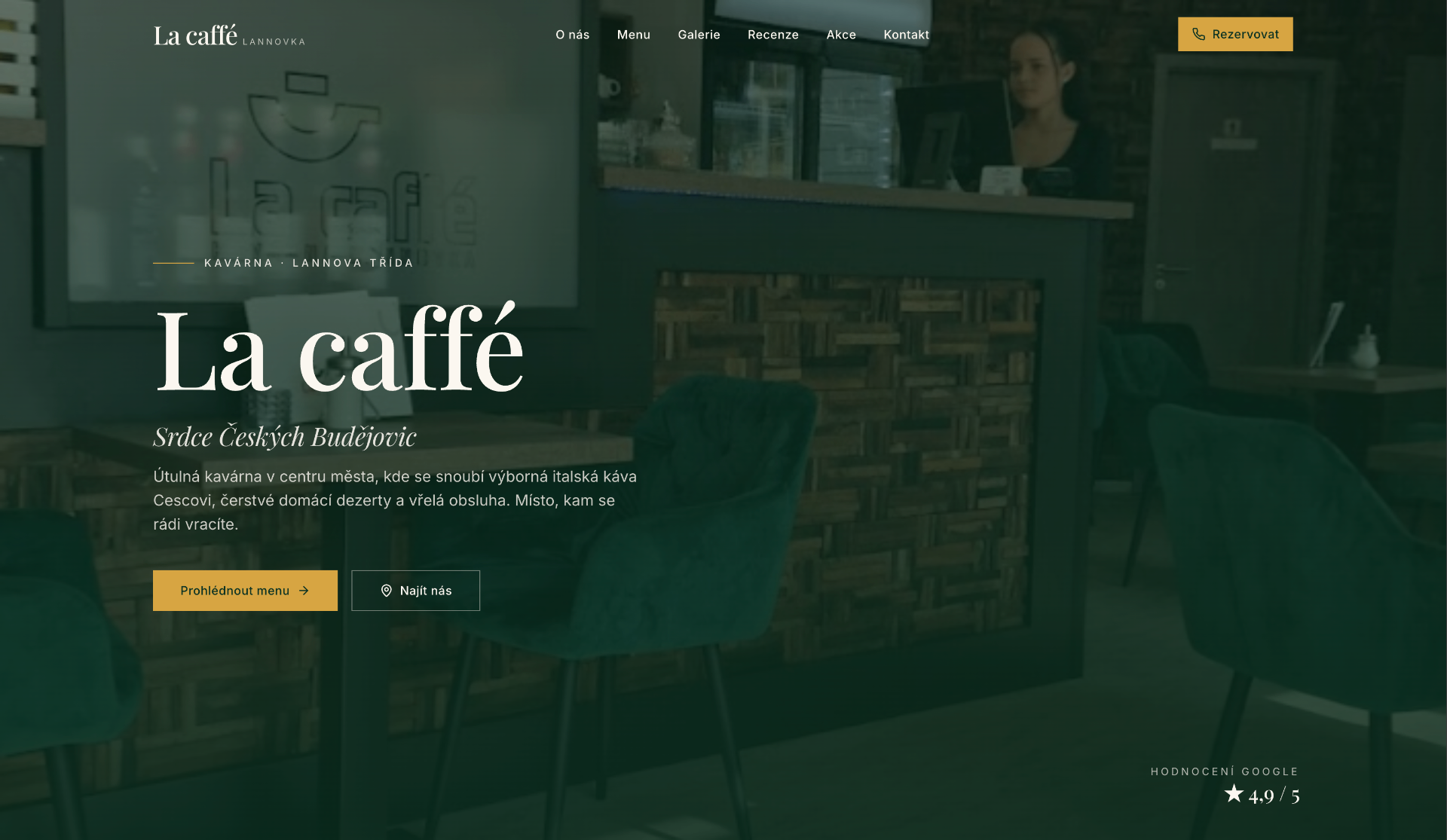 Ukázka webu La caffé – Kavárna